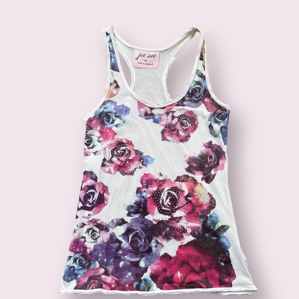 Jet Set Floral racer back tank medium